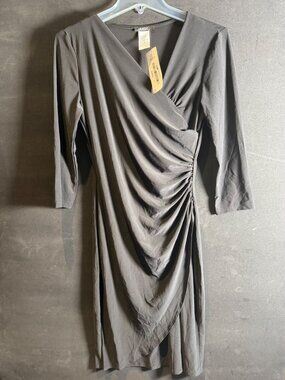 MSK Women's V-Neck Midi Dress, Black, Size Small NWT